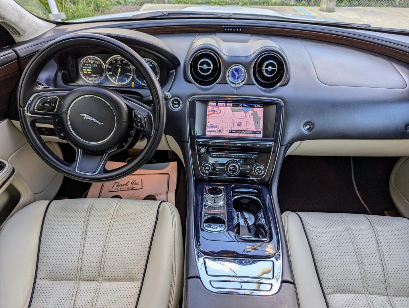 2013 Polaris White /Ivory Leather Jaguar XJ-Series XJ (SAJWA1C76D8) with an 3.0L V6 DOHC 24V engine, 8-Speed Automatic transmission, located at 603 Amelia Street, Plymouth, MI, 48170, (734) 459-5520, 42.378841, -83.464546 - Vehicles shown by appointment - Please call ahead - 734-459-5520, text 734-658-4573 or contact us via our web site at: http://www.selectmotors.com for complete Inventory, Photos, Videos and FREE Carfax Reports. 2013 Jaguar XJ, Polaris White with Ivory leather interior, 72K miles, one owner si - Photo#8