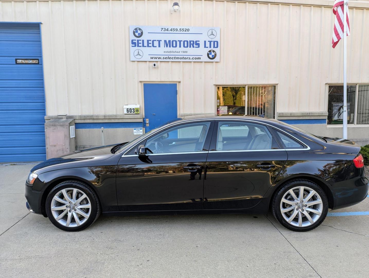 2013 Black /Beige/Black Leather Audi A4 2.0T Sedan quattro Tiptronic (WAUFFAFL9DN) with an 2.0L L4 DOHC 16V TURBO engine, 6-Speed Automatic transmission, located at 603 Amelia Street, Plymouth, MI, 48170, (734) 459-5520, 42.378841, -83.464546 - Vehicles shown by appointment - Please call ahead - 734-459-5520, text 734-658-4573 or contact us via our web site at: http://www.selectmotors.com for complete Inventory, Photos, Videos and FREE Carfax Reports. 2013 Audi A4 Quattro 2.0T Premium Plus, Brilliant Black with Beige/Black leather i - Photo#1